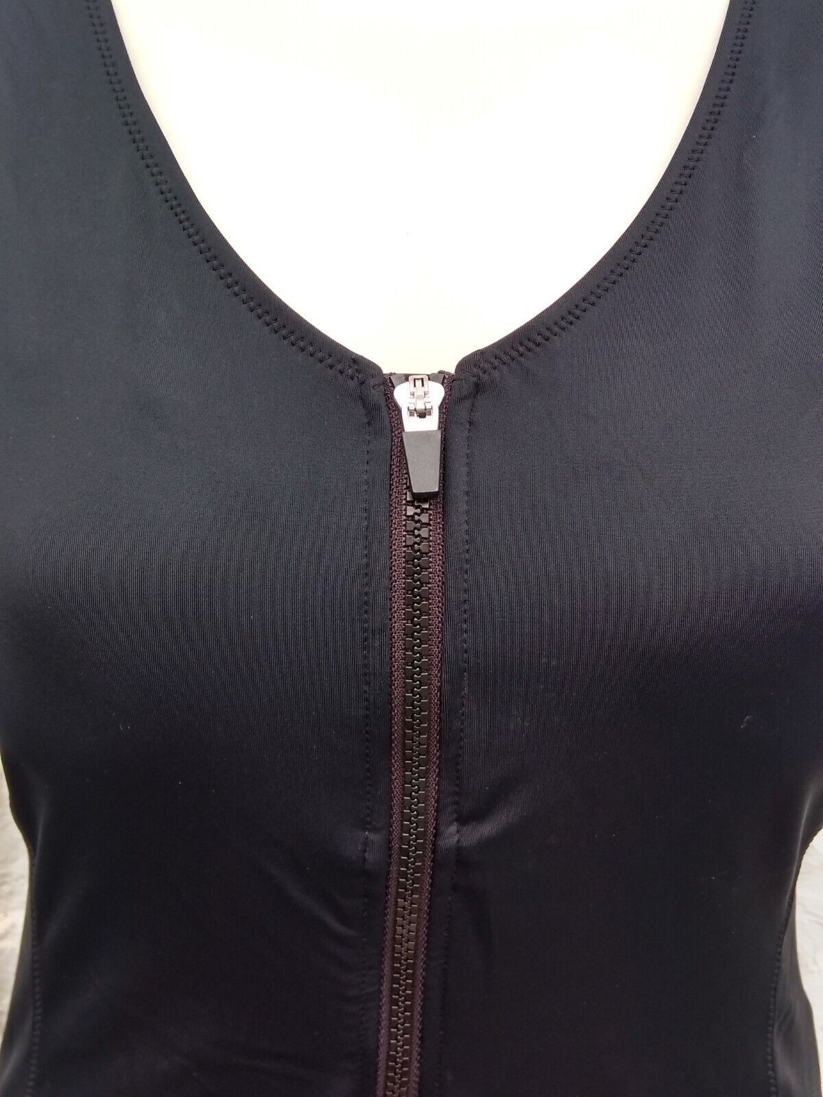 M&S Goodmove Black Scoop Neck Zip up Swimsuit Swimming Costume Size 14