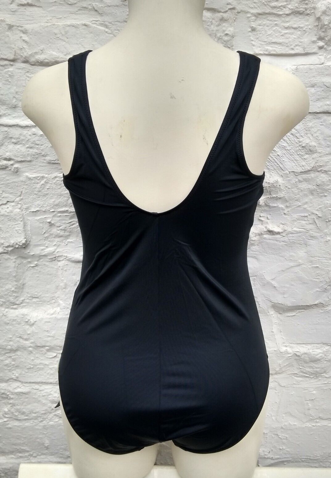 M&S Goodmove Black Scoop Neck Zip up Swimsuit Swimming Costume Size 14